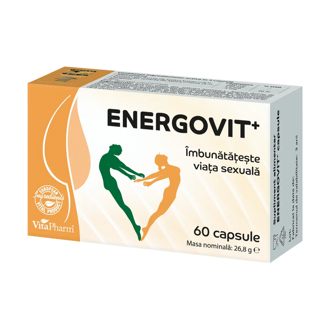 Energovit+ supplement box with VitaPharm branding on a white background