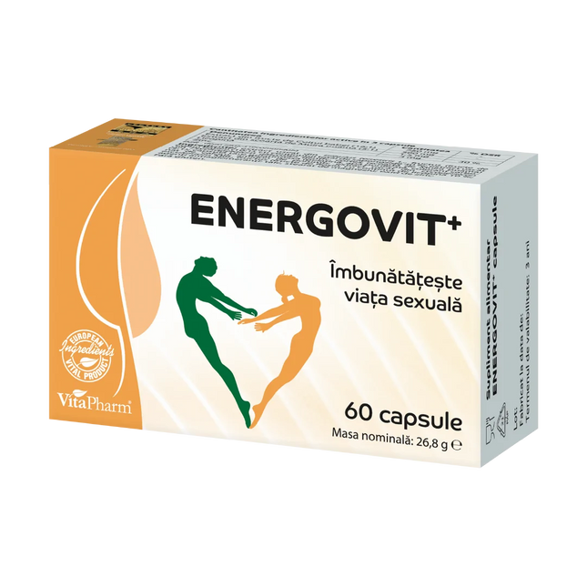 Energovit+ supplement box with VitaPharm branding on a white background