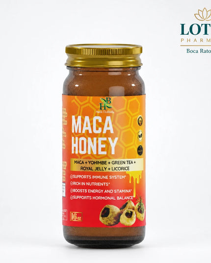 Energy & Vitality Herbal Honey – Maca Honey Infused Superfood Blend – 16 oz
