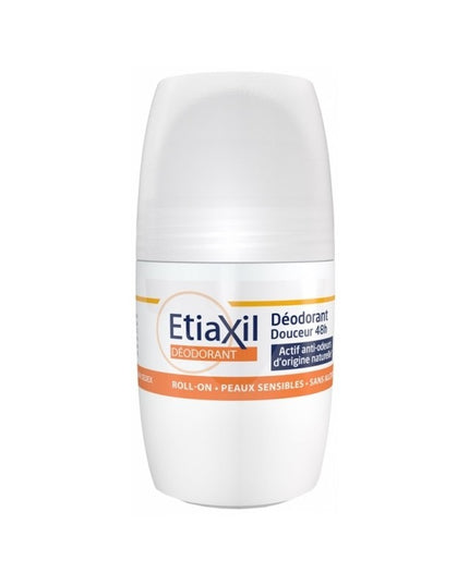 Etiaxil® Gentle Deodorant 48H Roll-On is a deodorant specially formulated for sensitive skin, providing up to 48 hours of odor protection while respecting the skin's natural balance. Its gentle formula helps prevent unpleasant odors and minimizes white and yellow marks on clothing, leaving underarms feeling fresh and comfortable throughout the day. The deodorant is alcohol-free, dermatologically tested, and made in France.