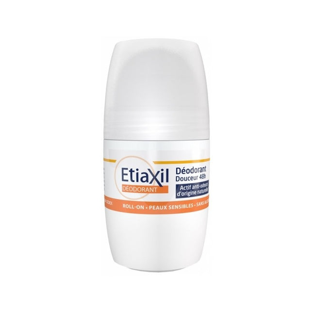 Etiaxil® Gentle Deodorant 48H Roll-On is a deodorant specially formulated for sensitive skin, providing up to 48 hours of odor protection while respecting the skin's natural balance. Its gentle formula helps prevent unpleasant odors and minimizes white and yellow marks on clothing, leaving underarms feeling fresh and comfortable throughout the day. The deodorant is alcohol-free, dermatologically tested, and made in France.