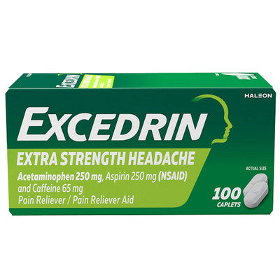 Excedrin, Excedrin Extra Strength, Excedrin Headache Relief, Haleon, Acetaminophen, Aspirin, Caffeine, Triple Action Formula, Headache Relief, Tension Headache Relief, Pain Reliever, Fast Acting Pain Relief, Minor Aches And Pains, Backache Relief, Toothache Relief, Menstrual Cramp Relief, Arthritis Pain Relief, Coated Caplets, First Aid, Travel Essentials, Family Wellness, OTC Pain Relief, Excedrin 100 Caplets, Экседрин, Обезболивающее, Головная Боль, Средство От Головной Боли, Ацетаминофен, Аспирин, Кофеин