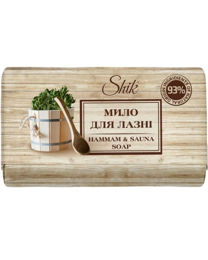Experience the traditional atmosphere of a hammam and sauna with SHIK Hammam &amp; Sauna Bath Soap. This richly foaming cleansing bar gently removes impurities while leaving the skin feeling fresh, clean, and comfortable. Formulated with 93% ingredients of natural origin, it is suitable for frequent use on both hands and body.