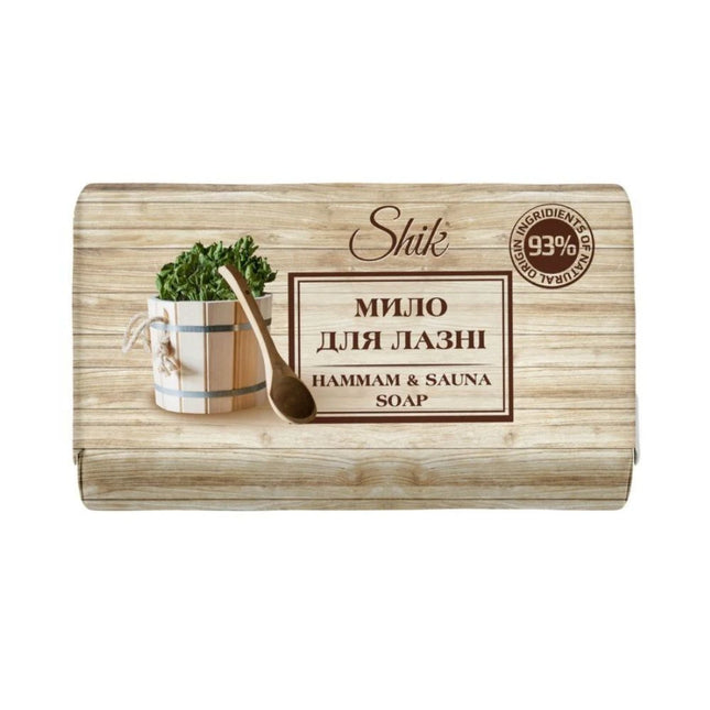 Experience the traditional atmosphere of a hammam and sauna with SHIK Hammam &amp; Sauna Bath Soap. This richly foaming cleansing bar gently removes impurities while leaving the skin feeling fresh, clean, and comfortable. Formulated with 93% ingredients of natural origin, it is suitable for frequent use on both hands and body.
