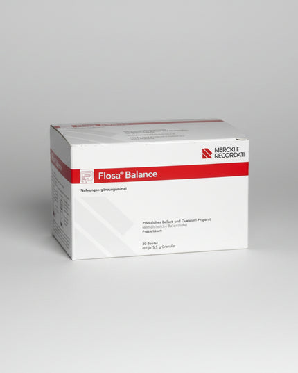 FLOSA Balance® is a dietary supplement containing a combination of soluble dietary fibers from Indian psyllium husk and inulin. It is designed to support healthy digestion, maintain regular bowel function, and promote a balanced intestinal microbiome. The pleasant orange-flavored granules dissolve easily in water or juice, making it simple to increase your daily fiber intake. The formula is gluten-free and suitable for long-term daily use.
