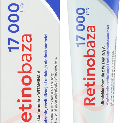Retinobaza cream and packaging with text on a white background