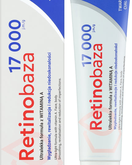 Retinobaza cream and packaging with text on a white background
