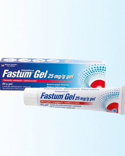 Fastum® Gel 2.5% is a topical non-steroidal anti-inflammatory drug (NSAID) containing ketoprofen 25 mg/g (2.5%). It provides local relief of pain and inflammation associated with muscular and rheumatic conditions and soft-tissue injuries, including acute strains and sprains.

The lightweight gel is applied directly to the painful or inflamed area, making it useful for localized muscle, joint, back, and sports-related discomfort.
