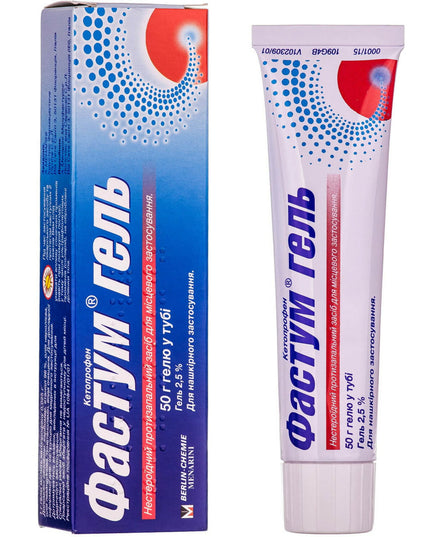 Factivum gel packaging including box and tube on a white background