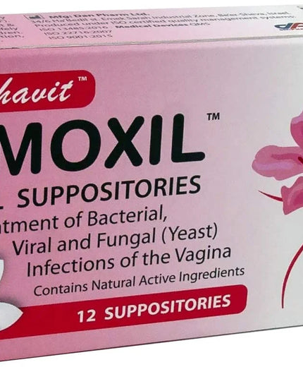 Box of Dr. Schuit Femoxil Vaginal Suppositories with pink and white design.