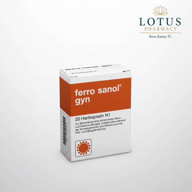 Ferro Sanol® Gyn is an&nbsp;oral iron supplement formulated to help prevent and treat iron deficiency in women, particularly during periods of increased iron demand such as pregnancy, postpartum, menstruation, and gynecological blood loss. It contains iron(II) glycine sulfate complex, which is designed for good absorption and gastrointestinal tolerability.