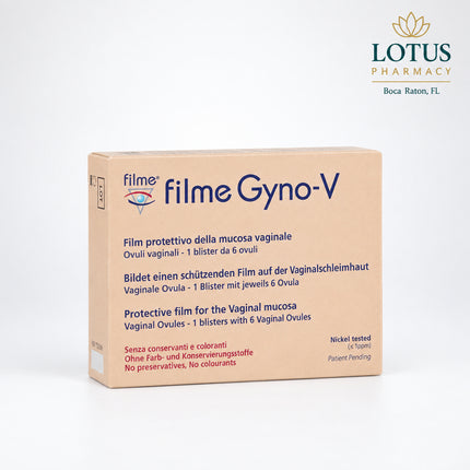 Filme Gyno-V Vaginal Ovules are a vaginal moisture-support product containing DL-alpha-tocopheryl acetate (Vitamin E) 500 mg per ovule. They are designed to form a gentle, protective film on the vaginal mucosa and help restore normal hydration when dryness or reduced vaginal secretions cause discomfort.