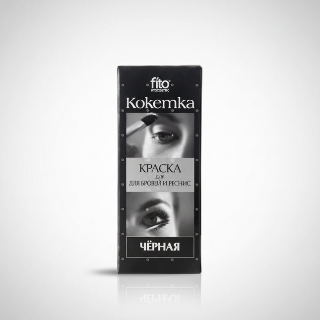 Fitocosmetic Koketka Eyebrow & Eyelash Dye is a classic at-home brow and lash tinting kit designed to create a rich, long-lasting color result in just 10–15 minutes. The kit includes 1.5 g coloring powder + 4 ml oxidizing gel, which mix into a creamy paste for easy application and even coverage. Popular shades in this line include brown, black, graphite, and dark chocolate, making it easy to match different hair tones. The formula is designed for expressive brows and darker, more defined lashes.