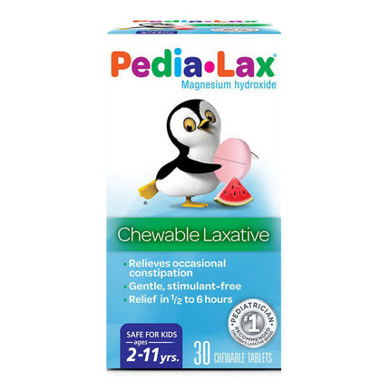 Fleet Pedia-Lax Saline Laxative Chewable Tablets, Watermelon Flavor – 30 Tablets