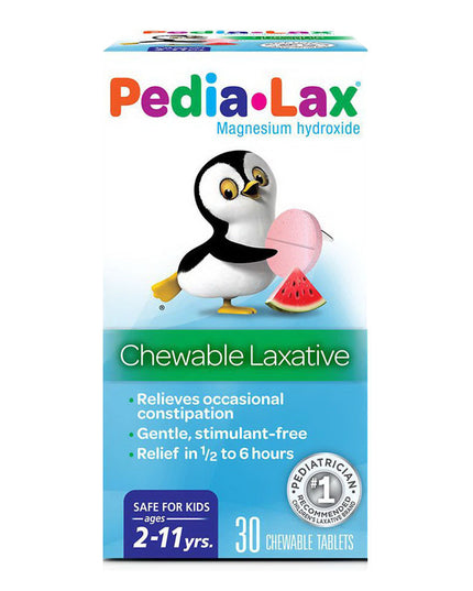 Fleet Pedia-Lax Saline Laxative Chewable Tablets, Watermelon Flavor – 30 Tablets