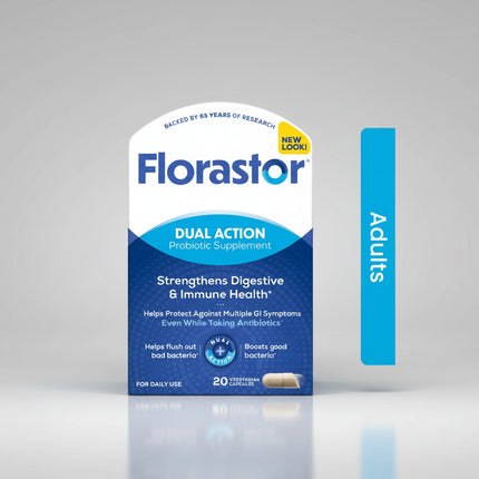 Florastor, Florastor probiotic, Florastor 250 mg, Florastor 20 capsules, Florastor 20 ct, Florastor Dual Action, Florastor Daily Probiotic, Saccharomyces boulardii, Saccharomyces boulardii CNCM I-745, S boulardii probiotic, yeast probiotic, probiotic capsules, digestive support, digestive health, gut health, intestinal health, probiotic for adults, probiotic with antibiotics, antibiotic digestive support, immune support probiotic, Biocodex Florastor, 704142000248, 04142000024, Florastor probiótico, probióti