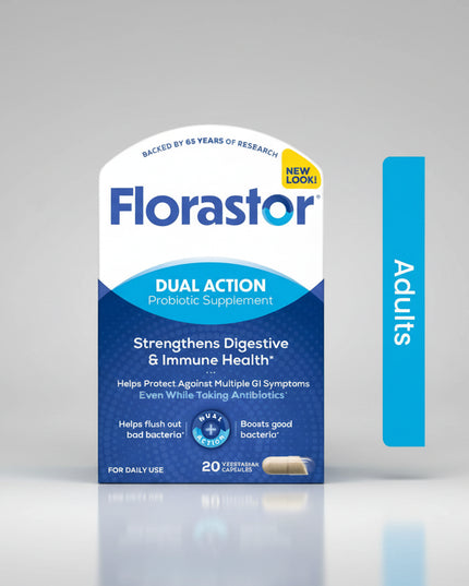 Florastor, Florastor probiotic, Florastor 250 mg, Florastor 20 capsules, Florastor 20 ct, Florastor Dual Action, Florastor Daily Probiotic, Saccharomyces boulardii, Saccharomyces boulardii CNCM I-745, S boulardii probiotic, yeast probiotic, probiotic capsules, digestive support, digestive health, gut health, intestinal health, probiotic for adults, probiotic with antibiotics, antibiotic digestive support, immune support probiotic, Biocodex Florastor, 704142000248, 04142000024, Florastor probiótico, probióti