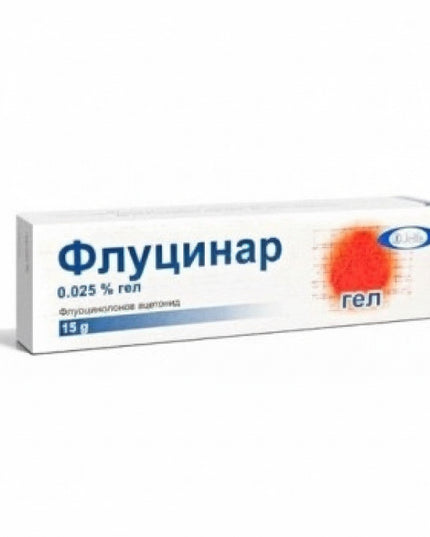 Flucinar Gel is a topical corticosteroid formulated to provide fast, targeted relief from inflammatory skin conditions such as eczema, dermatitis, and psoriasis. It contains fluocinolone acetonide 0.025%, which helps calm inflammatory reactions in the skin by reducing redness, itching, swelling, and irritation.