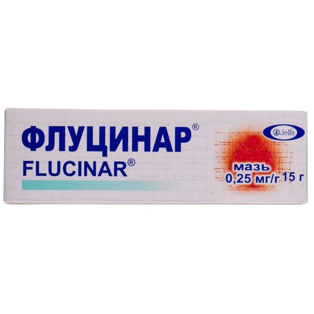 Flucinar Ointment is a potent topical corticosteroid formulated to provide fast, targeted relief from inflammation, redness, itching, and swelling associated with various inflammatory and allergic skin conditions. It contains fluocinolone acetonide 0.025%, which helps calm irritated skin and reduce inflammatory reactions.