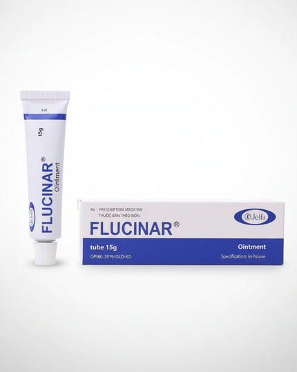 Flucinar Ointment is a topical corticosteroid formulated to provide fast, targeted relief from inflammation, redness, itching, and swelling associated with various inflammatory and allergic skin conditions. It contains fluocinolone acetonide 0.025%, which helps calm irritated skin and reduce inflammatory reactions.