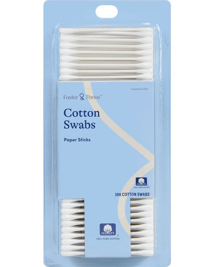 Foster & Thrive Cotton Swabs, 300 count