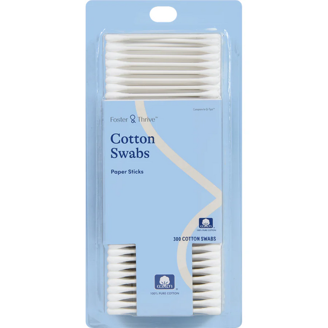 Foster & Thrive Cotton Swabs, 300 count