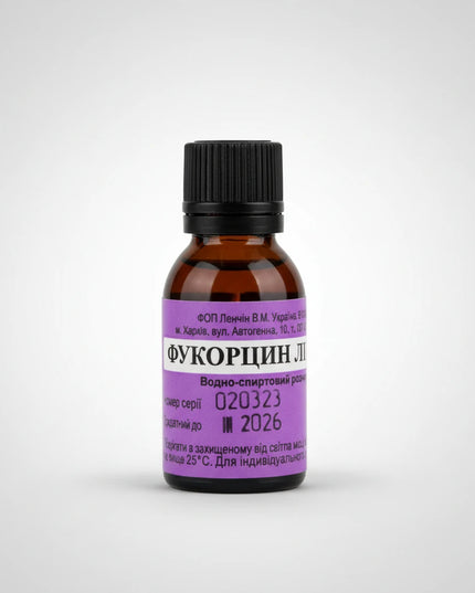 Fucorcin (Castellani’s Solution) is a topical antiseptic and antifungal liquid used to disinfect the skin and help protect minor injuries from infection. Known for its characteristic bright crimson color, it has been widely used for localized skin care in cuts, cracks, abrasions, and superficial fungal conditions.