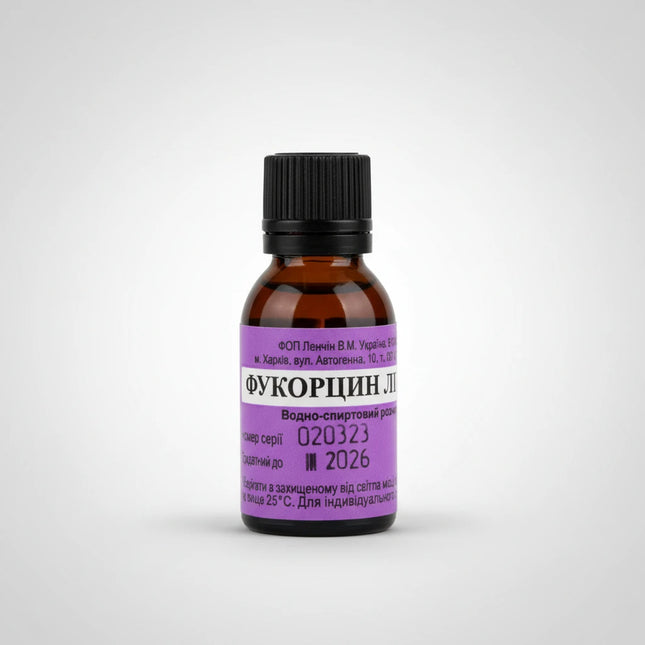 Fucorcin (Castellani’s Solution) is a topical antiseptic and antifungal liquid used to disinfect the skin and help protect minor injuries from infection. Known for its characteristic bright crimson color, it has been widely used for localized skin care in cuts, cracks, abrasions, and superficial fungal conditions.
