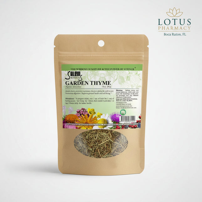 Garden thyme is a powerful traditional European herb known for its natural antibacterial, expectorant, and immune-supporting properties. It is commonly used to support respiratory health, soothe coughs and sore throats, and help the body fight colds and infections. Thyme also supports digestion and helps relieve bloating and stomach discomfort.

