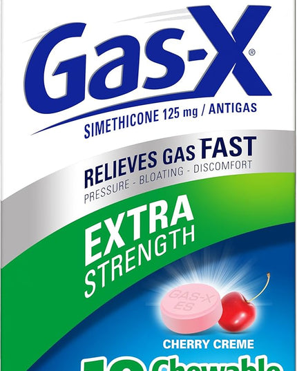 Gas-X, Gas-X Extra Strength, Simethicone 125 mg, Gas Relief, Anti Gas Tablets, Bloating Relief, Gas Pressure Relief, Digestive Health, Cherry Creme, Chewable Tablets, Abdominal Discomfort Relief, Digestive Support, Excess Gas Relief, Fast Acting Gas Relief, Travel Essentials, Family Wellness, Gas-X Cherry Creme, Simethicone Chewables, Gas Relief Tablets, Gut Health Support, Газ Икс, Симетикон, Средство От Газов, Вздутие Живота, Газообразование, Поддержка Пищеварения, Симетикон 125 мг, Жевательные Таблетки, 