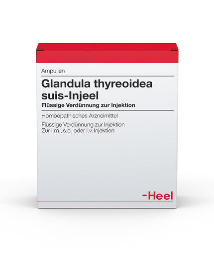 Box of Glandula thyreoidea suis-Injeel ampoules for injection, with product information in German.