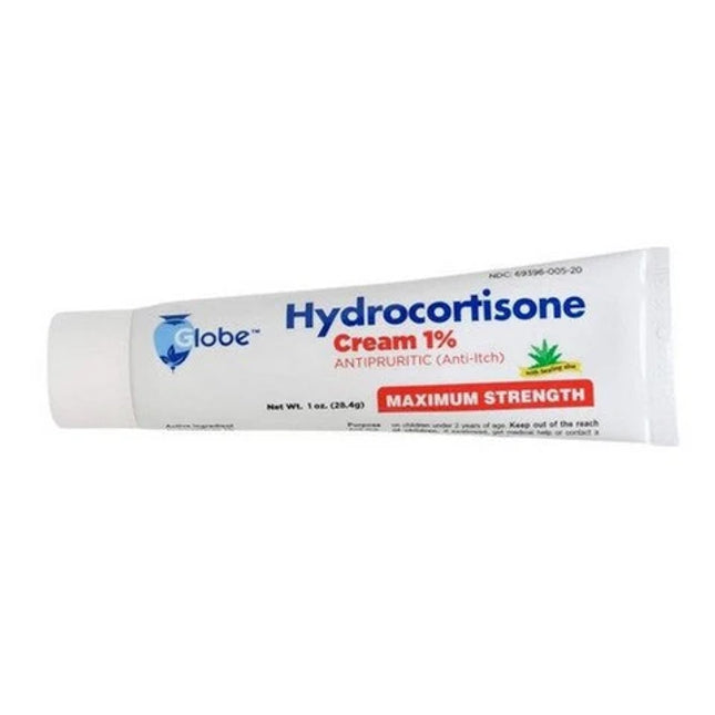 Globe Hydrocortisone Cream 1% for Itching, Rash & Skin Irritation – 1 oz (28 g)
