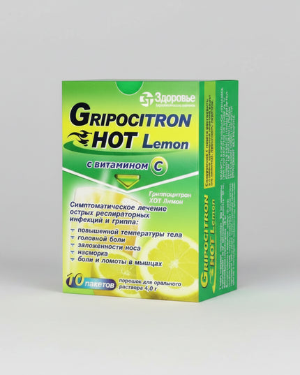 Gripocitron Hot Lemon is a multi-component cold and flu medicine in sachets for preparing a warm oral solution. It is used for the short-term symptomatic relief of fever, pain, nasal congestion, and flu-like discomfort associated with acute respiratory infections.

The hot drink format helps provide comfort, hydration, and faster symptomatic relief during seasonal illnesses.