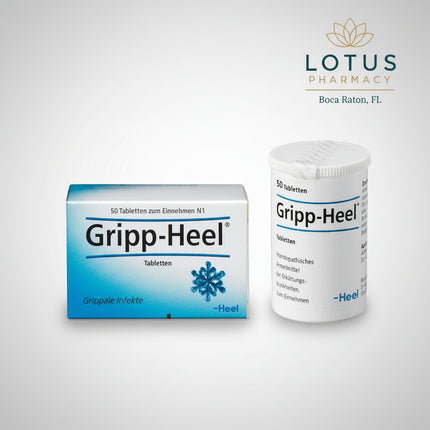 Gripp-Heel® Tablets by Heel are a German homeopathic medicinal product indicated for flu-like infections (grippale Infekte). The formula combines five homeopathic active ingredients: Aconitum napellus, Bryonia, Eupatorium perfoliatum, Lachesis, and Phosphorus.