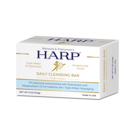 HARP pH-Balanced Body Wash Bar - Exceptionally Gentle For Dry or Sensitive Skin + Shea Butter-Borage oil- Meadowfoam | Non-Comedogenic | Soap-Free, Lye-Free. FRESH SPORT FRAGRANCE. 5oz