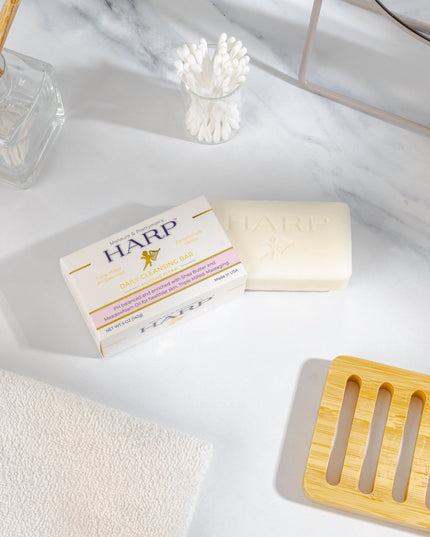 HARP pH-Balanced Body Wash Bar - Exceptionally Gentle For Dry or Sensitive Skin + Shea Butter-Borage oil- Meadowfoam | Non-Comedogenic | Soap-Free, Lye-Free. VANILLA LAVENDER FRAGRANCE. 5oz
