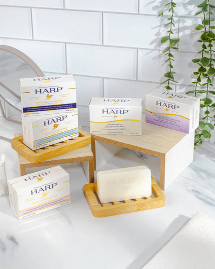 HARP pH-Balanced Body Wash Bar - Exceptionally Gentle For Dry or Sensitive Skin + Shea Butter-Borage oil- Meadowfoam | Non-Comedogenic | Soap-Free, Lye-Free. VANILLA LAVENDER FRAGRANCE. 5oz