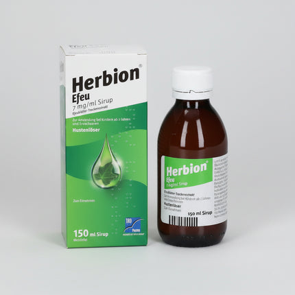 HERBION® Efeu is a herbal cough syrup containing ivy leaf dry extract (Hedera helix). It is intended for productive, mucus-producing coughs, helping loosen mucus and make it easier to cough up. The product is an apothecary-only herbal medicinal product in Germany and is suitable for adults, adolescents, and children from 2 years of age.