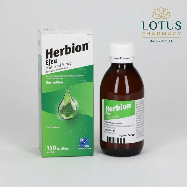 HERBION® Efeu is a herbal cough syrup containing ivy leaf dry extract (Hedera helix). It is intended for productive, mucus-producing coughs, helping loosen mucus and make it easier to cough up. The product is an apothecary-only herbal medicinal product in Germany and is suitable for adults, adolescents, and children from 2 years of age.