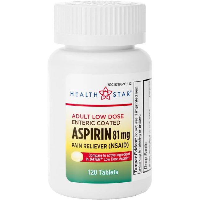Health Star, Low Dose Aspirin, Aspirin 81 mg, Enteric Coated Aspirin, Aspirin Tablets, Pain Reliever, Fever Reducer, NSAID, Adult Aspirin, Low Strength Aspirin, Minor Pain Relief, Headache Relief, Muscle Pain Relief, Arthritis Pain Relief, Heart Health Support, Daily Aspirin Regimen, First Aid, Family Wellness, Aspirin 120 Tablets, Adult Wellness, Аспирин, Аспирин 81 мг, Низкодозированный Аспирин, Энтеросолюбильный Аспирин, Обезболивающее, Жаропонижающее, НПВС, Боль В Суставах, Головная Боль, Сердечно Сосуд