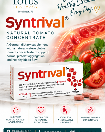 Healthy Blood Flow & Circulation Support – Syntrival® Tomato Concentrate – 30 Tablets