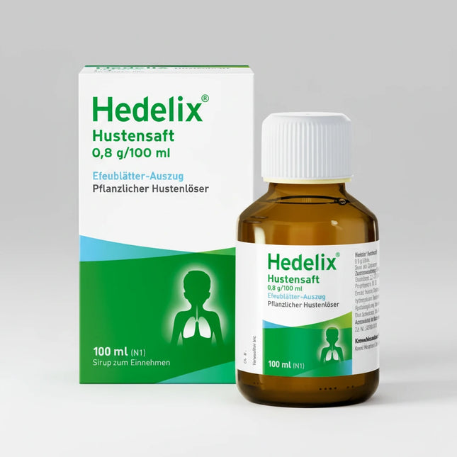 Hedelix Syrup is an herbal cough expectorant solution containing standardized ivy leaf extract (Hedera helix). It is formulated to support respiratory comfort by helping loosen and clear mucus from the airways, making coughs more productive and easing breathing during colds and bronchial irritation.