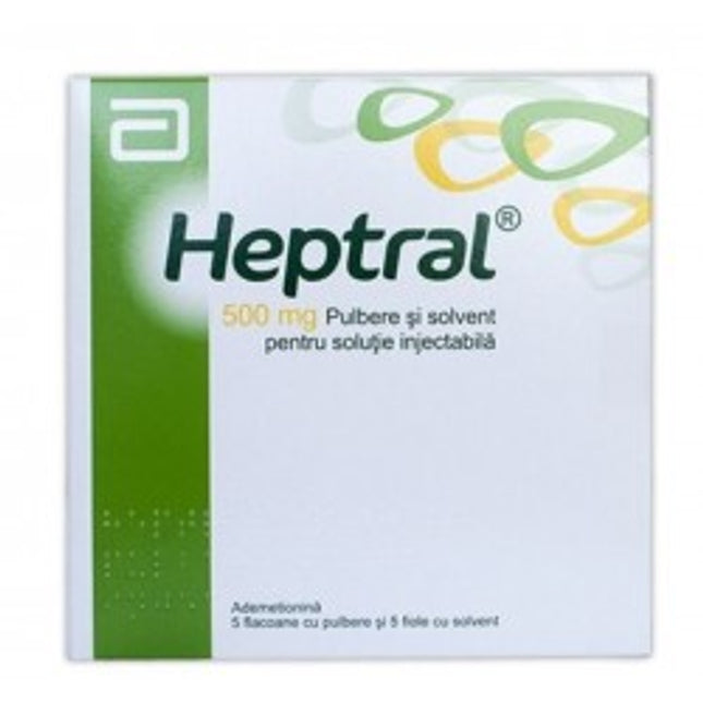 Heptral packaging with green and white design