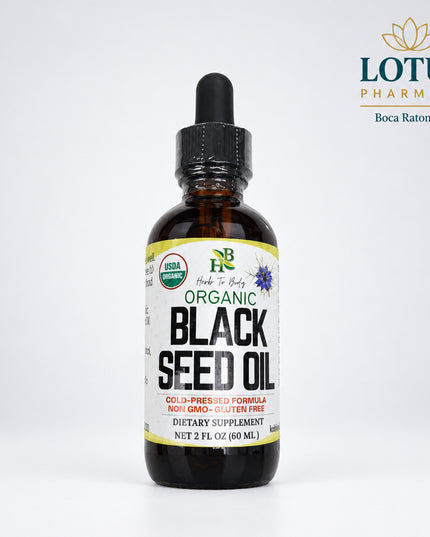 Herb To Body Organic Black Seed Oil is a cold-pressed, certified organic oil made from Nigella sativa seeds. The oil has a naturally dark amber color, a bold peppery-earthy aroma, and a slightly bitter, herbaceous flavor. It is unrefined and made without solvents, synthetic additives, or pesticides.