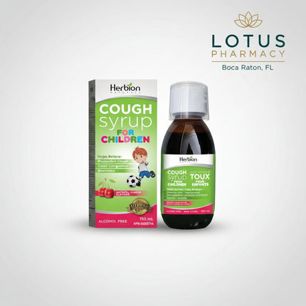 Herbion Naturals Children’s Cough Syrup is an all-natural, plant-based cough and throat comfort syrup formulated with real honey and natural cherry flavor. It is designed to support respiratory comfort and soothing relief for children’s coughs and irritated throats while helping to clear bronchial passages.