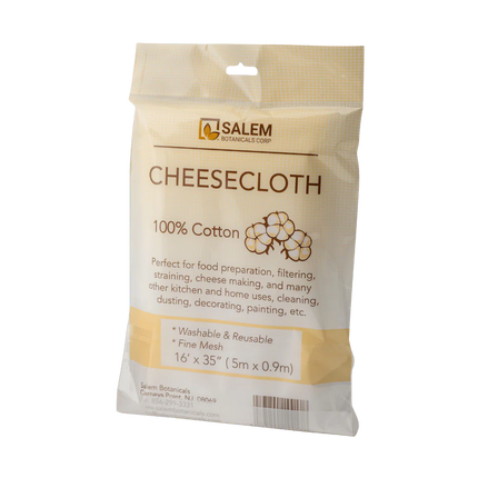 Package of Salem Botanicals cheesecloth on a white background