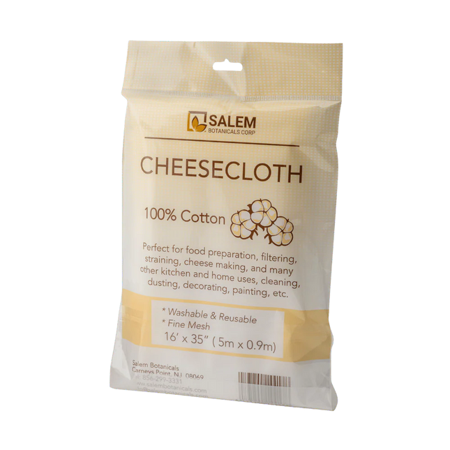 Package of Salem Botanicals cheesecloth on a white background