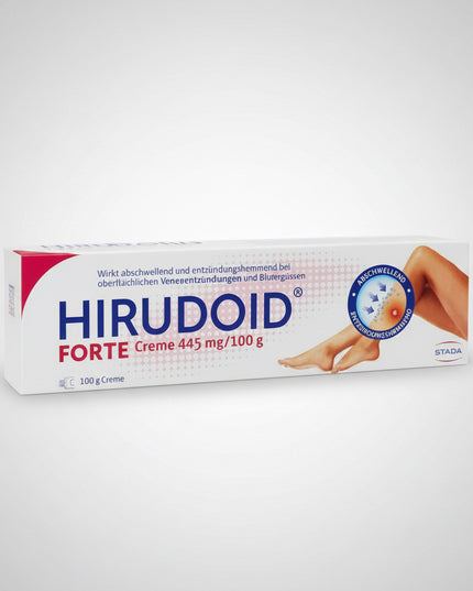 hirudoid forte, hirudoid forte cream, hirudoid cream, hirudoid forte 445 mg, hirudoid 445 mg 100 g, chondroitin polysulfate, chondroitin polysulfate cream, bruise cream, bruising cream, hematoma cream, hematoma treatment, swelling cream, swelling relief, topical anti inflammatory, superficial vein inflammation, vein inflammation cream, phlebitis cream, vein care, leg vein care, contusion cream, blunt injury, trauma cream, german medicine, european medicine, stada hirudoid, hirudoid forte crema, crema hirudo