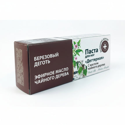 Home Doctor Foot Paste with Birch Tar and Tea Tree Oil is a powerful antiseptic and softening formula designed to care for rough, cracked, and tired feet.
It deeply nourishes the skin, reduces odor-causing bacteria, softens hard calluses, and promotes smoother, healthier-looking heels.