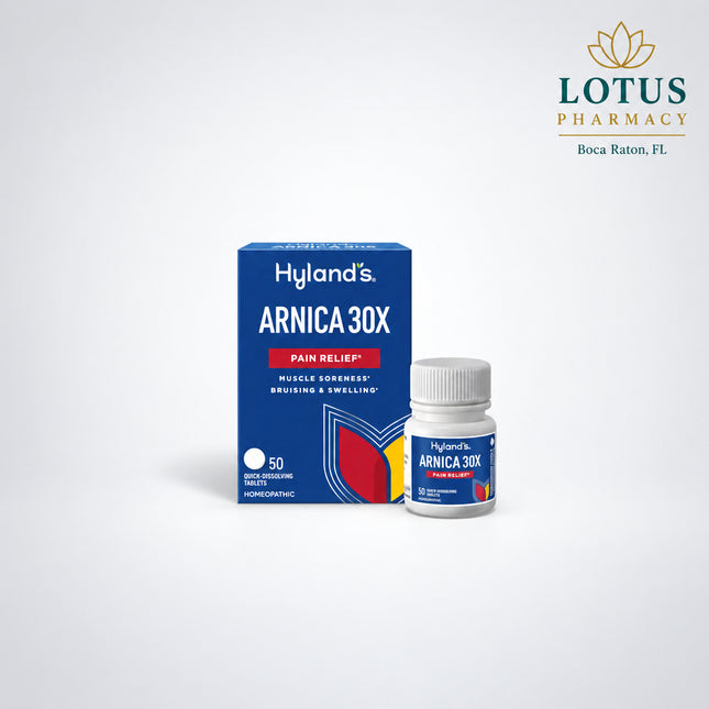 Hyland’s Naturals Arnica 30X is a homeopathic, quick-dissolving tablet designed to support the body’s natural healing response. Traditionally used to help relieve muscle soreness, stiffness, bruising, and minor swelling after physical activity, injury, or overexertion. These melt-in-the-mouth tablets are gentle, non-drowsy, and easy to take — no water needed.